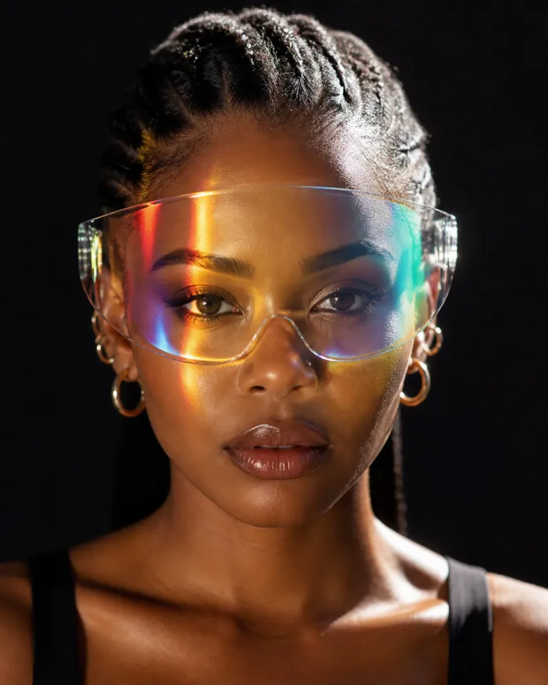 Creator wearing a spectral optical visor
